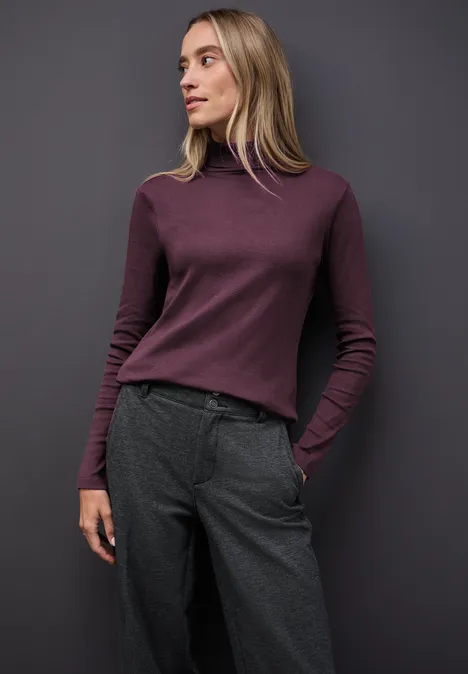 Basic Rollkragenshirt jazz berry