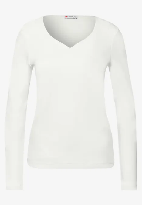 Shirt met hartvormige halslijn off white