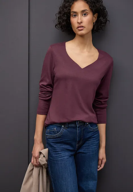Shirt met hartvormige halslijn Jazz Berry