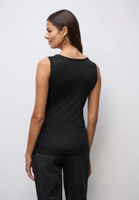 Top mit Knopfdetail Black Top mit Knopfdetail Black