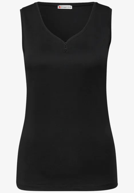 Top mit Knopfdetail Black Top mit Knopfdetail Black