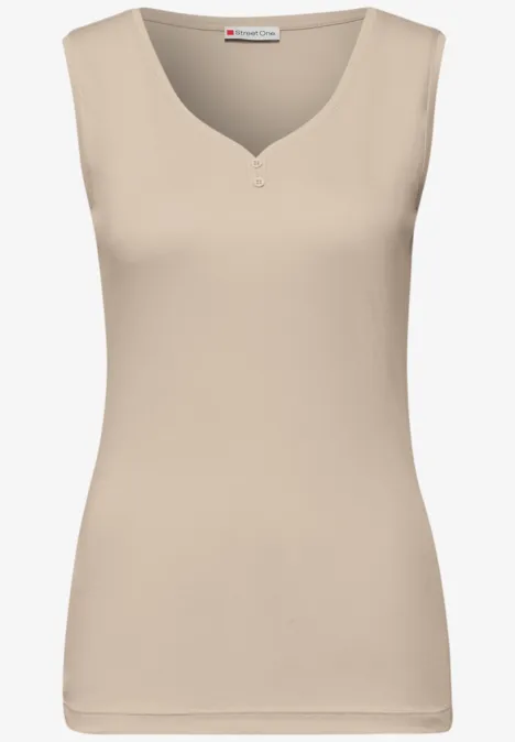Top met knoopdetail cotton beige Top met knoopdetail cotton beige