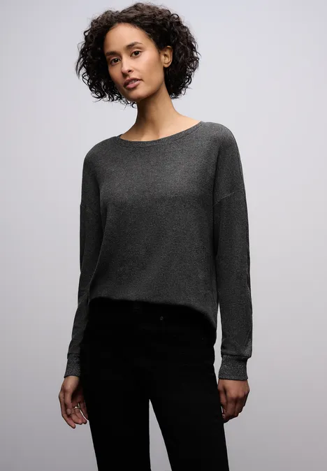 Shirt mit Glitzerdetails gravel grey mel.