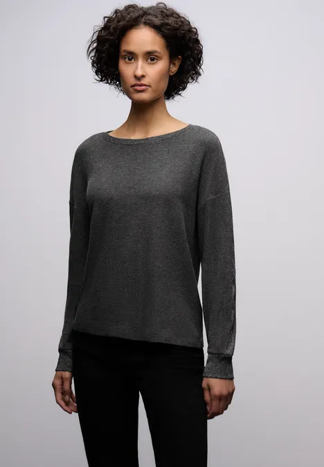 Shirt mit Glitzerdetails gravel grey mel.