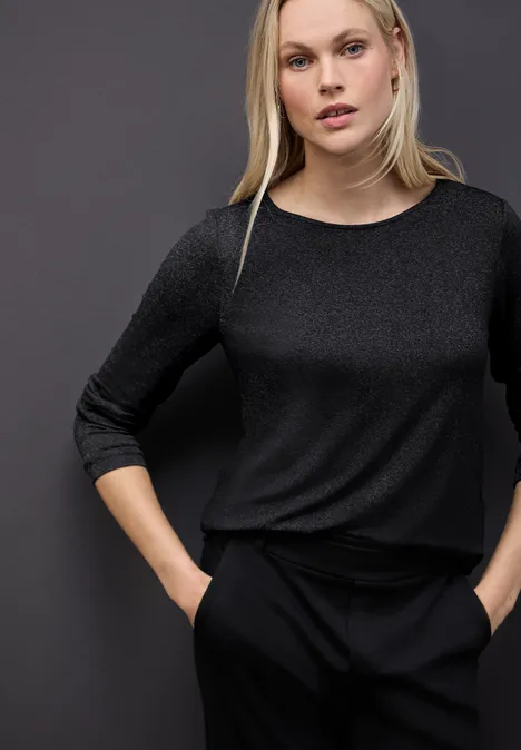 T-shirt en maille scintillante Black