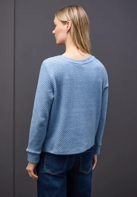Strukturshirt frosted blue mel.