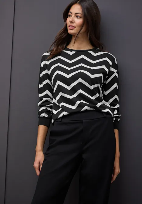 Shirt mit Galonstreifen Black Shirt mit Galonstreifen Black