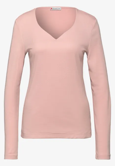 Shirt mit Herzausschnitt faded rose