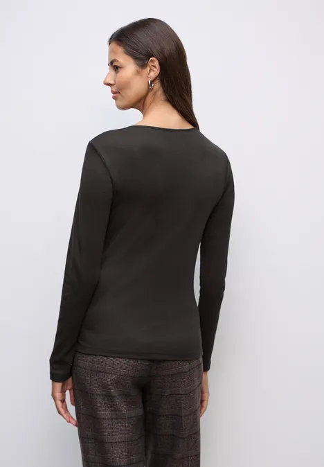 Shirt mit Herzausschnitt darkest brown