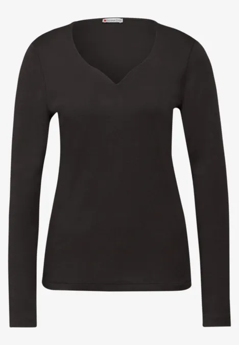 Shirt mit Herzausschnitt darkest brown
