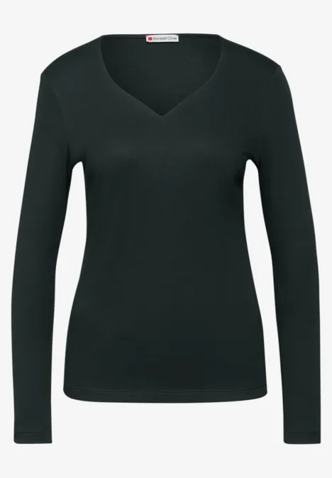 Shirt mit Herzausschnitt evernight green