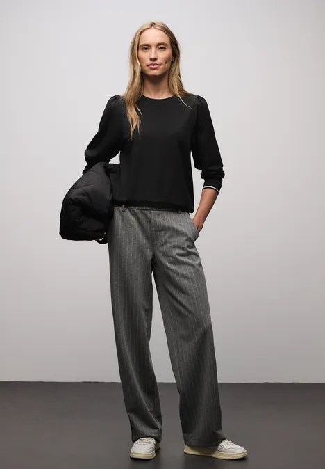 Zacht Shirt met geribde details Black