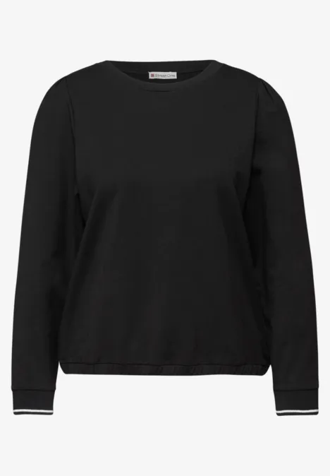 Zacht Shirt met geribde details Black