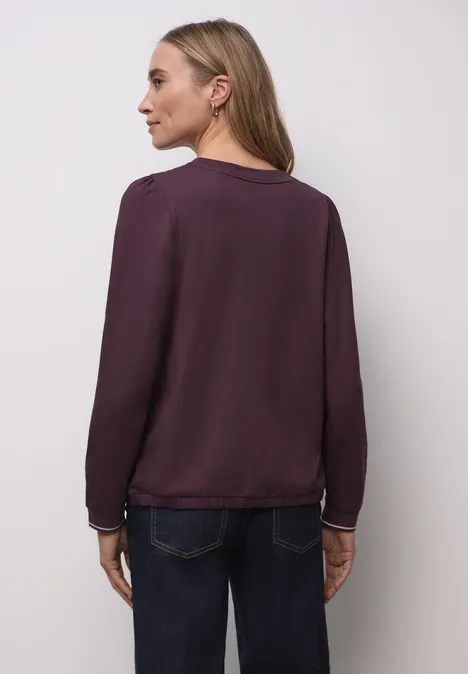 Zacht Shirt met geribde details Jazz Berry