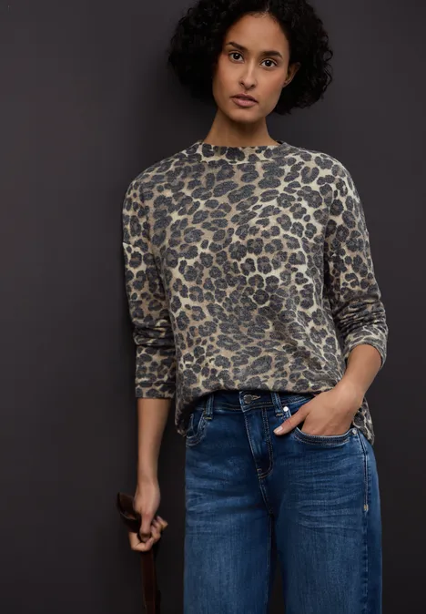 Cosy Printed Shirt CECIL mocha glow