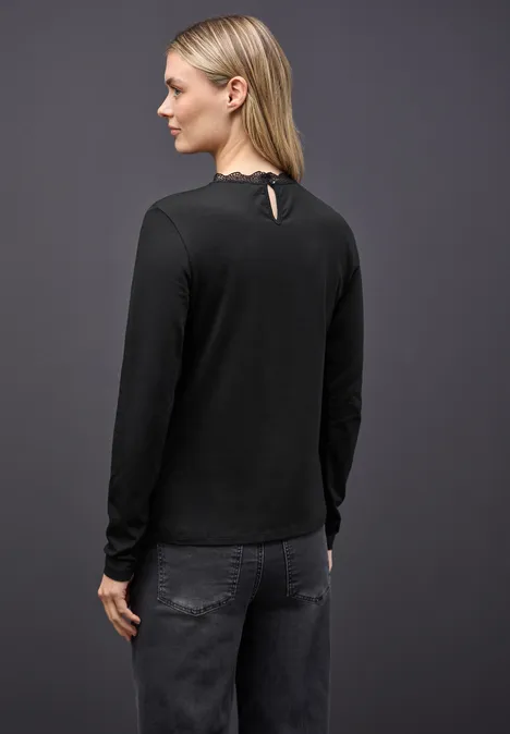 Shirt mit Spitzendetail Black
