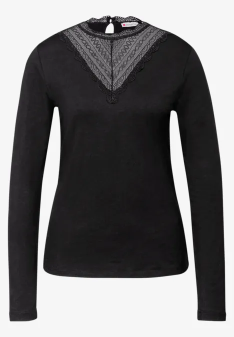 Shirt mit Spitzendetail Black