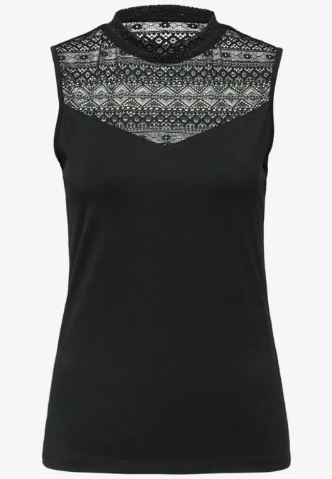 Top mit Spitze Black