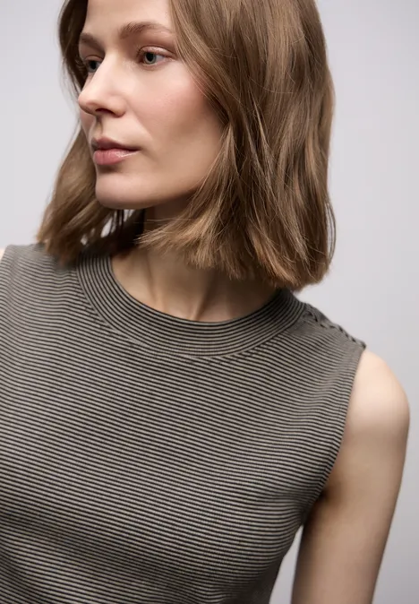 Top de base rayé darkest brown