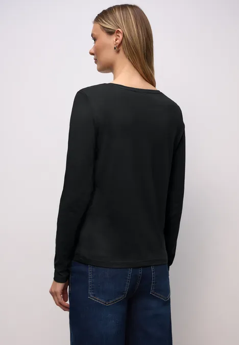 Basic shirt met ronde hals Black