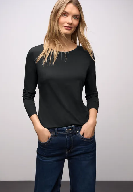 Basic shirt met ronde hals Black