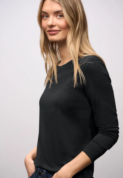 Basic shirt met ronde hals Black