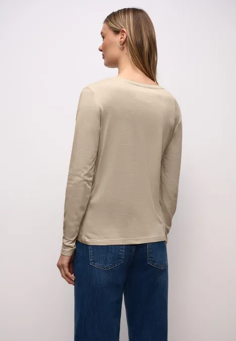 Basic shirt met ronde hals cotton beige