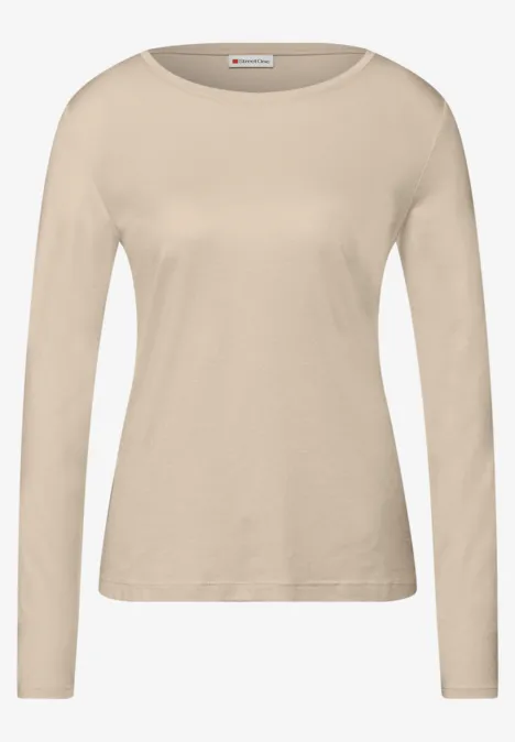 Basic shirt met ronde hals cotton beige