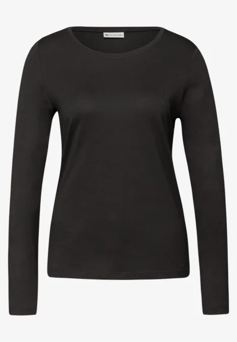 Basic shirt met ronde hals darkest brown