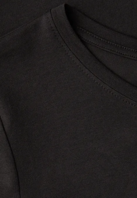 Basic shirt met ronde hals darkest brown