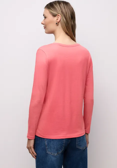 Basic Rundhalsshirt striking coral