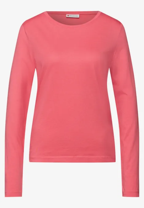 Basic Rundhalsshirt striking coral