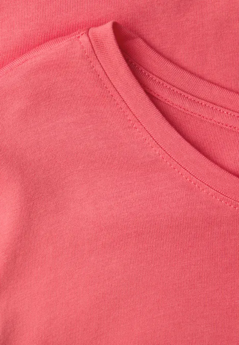 Basic Rundhalsshirt striking coral