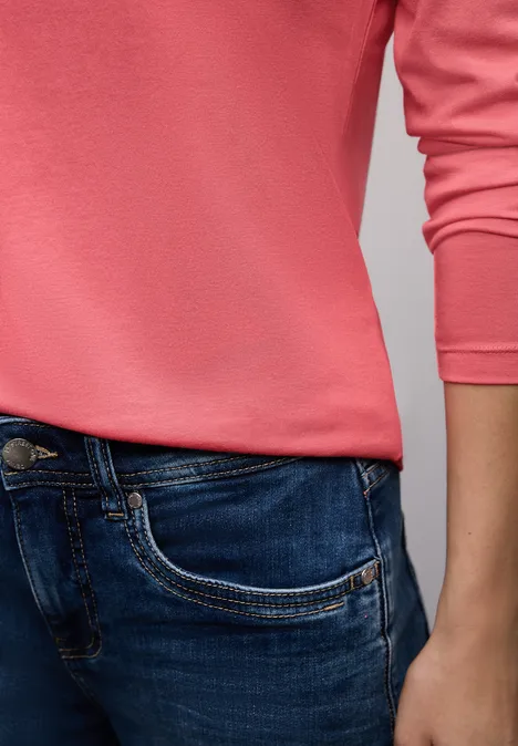 Basic Rundhalsshirt striking coral