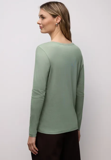 Basic shirt met ronde hals dark serene green