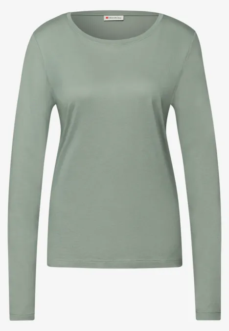 Basic shirt met ronde hals dark serene green