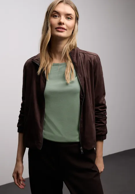 Basic shirt met ronde hals dark serene green