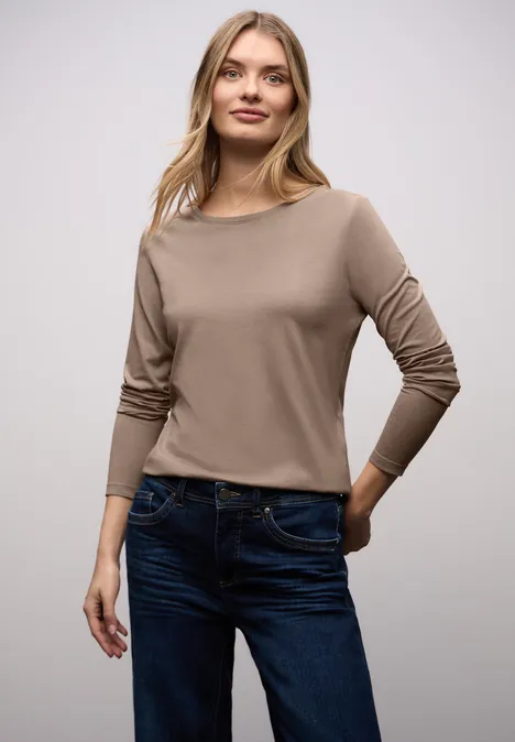 Basic Rundhalsshirt light terra mocha