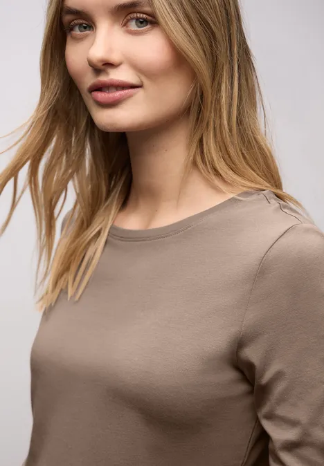 Basic Rundhalsshirt light terra mocha