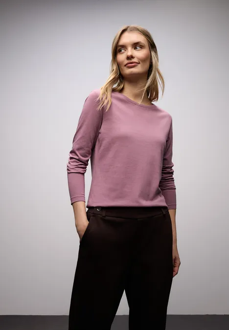 Basic Rundhalsshirt muted plum