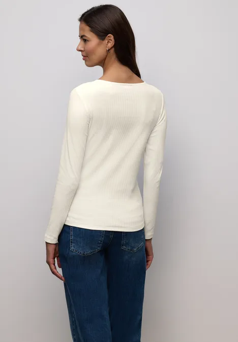 T-shirt basique avec structure côtelée off white T-shirt basique avec structure côtelée off white