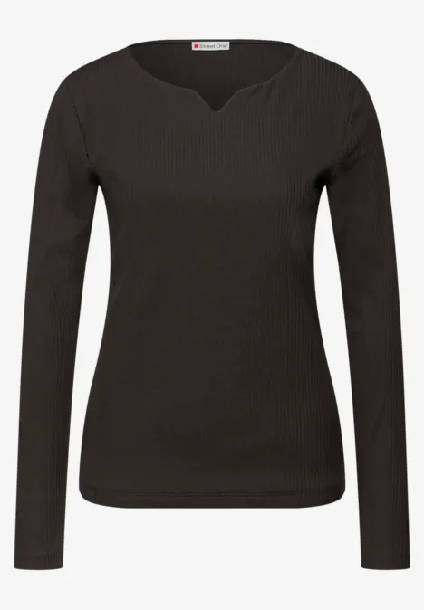 T-shirt basique avec structure côtelée darkest brown