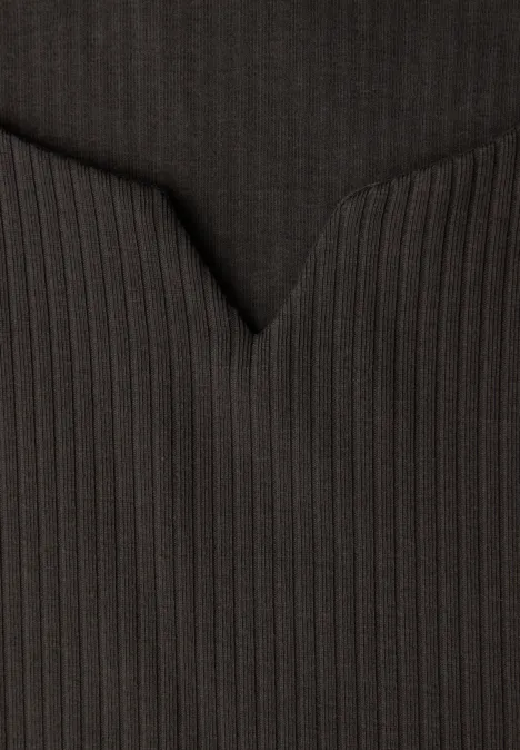 T-shirt basique avec structure côtelée darkest brown