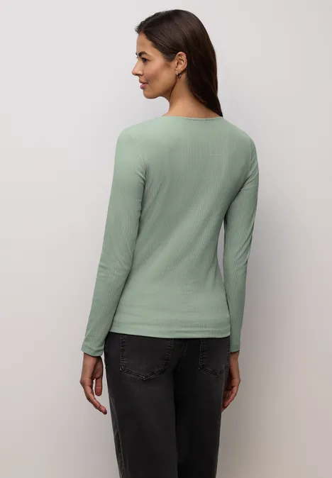 T-shirt basique avec structure côtelée dark serene green