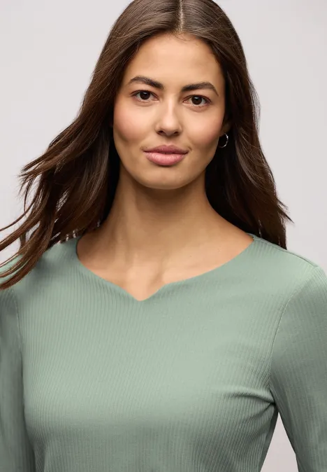 T-shirt basique avec structure côtelée dark serene green