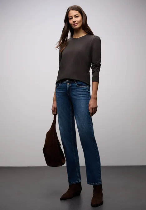 Shirt mit Raffung darkest brown