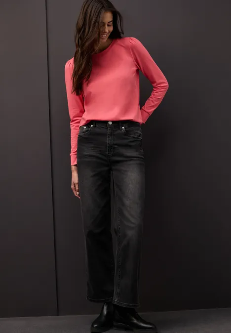 Shirt mit Raffung striking coral