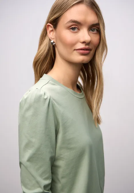 Shirt met rimpels dark serene green