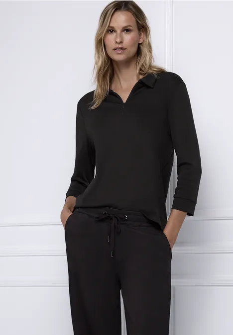 Poloshirt met rits darkest brown