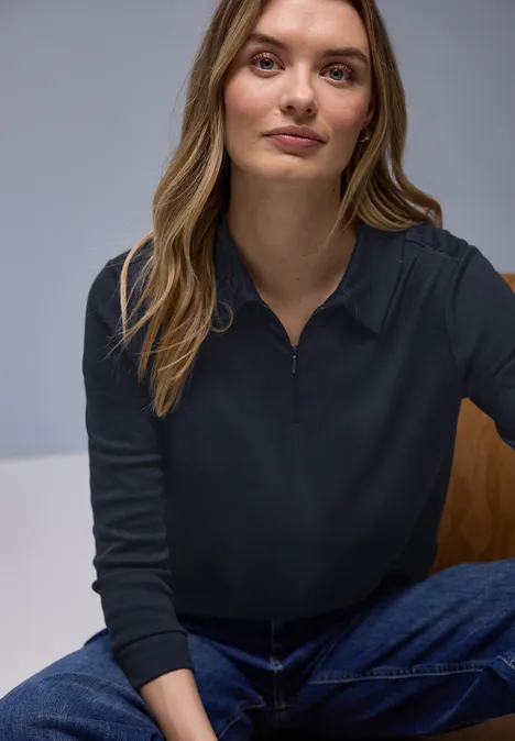 Poloshirt mit Zipper shadowed navy